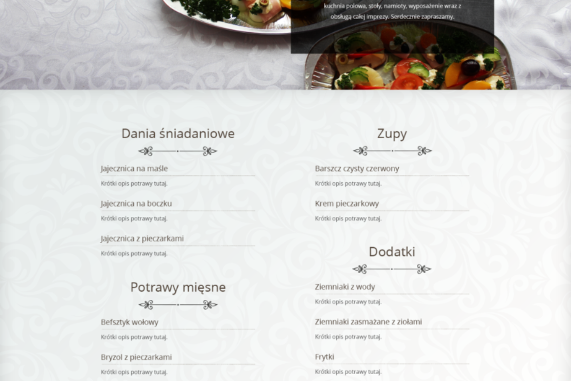 Portfolio - projekt strony dla restauracji