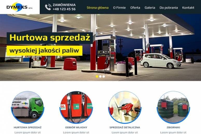 Dymeks.pl - projekt strony stacji paliw