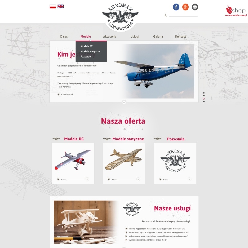 Strona internetowa Firmy z modelami