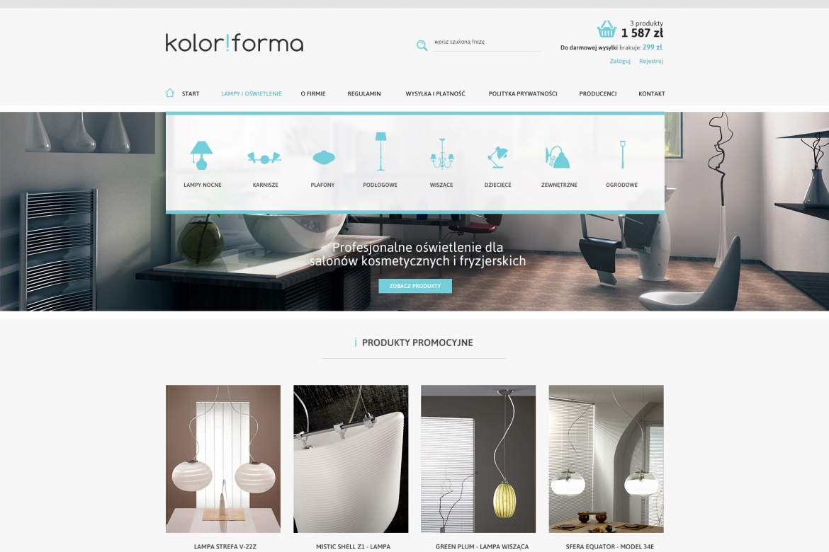 Sklep internetowy z lampami - projekt