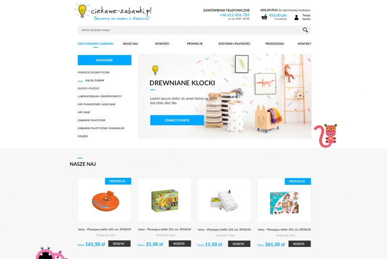 Autorski projekt sklepu Prestashop - ciekawe-zabawki.pl